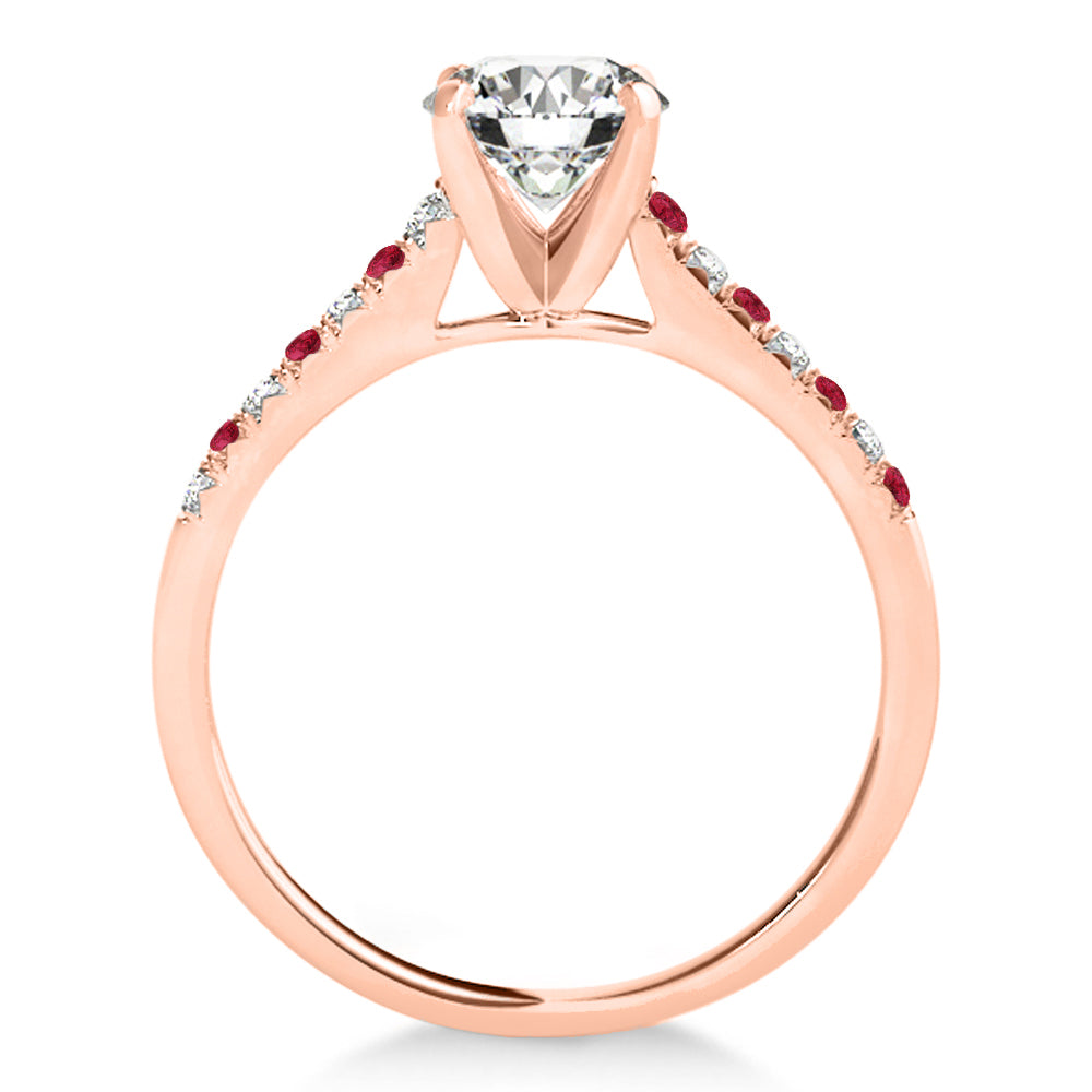 Diamond & Ruby Single Row Engagement Ring 14k Rose Gold (0.11ct)