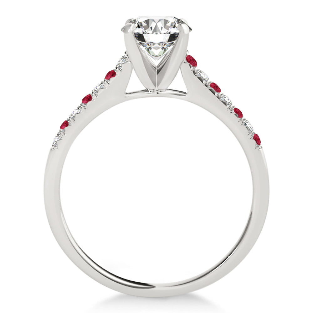 Diamond & Ruby Single Row Engagement Ring 14k White Gold (0.11ct)