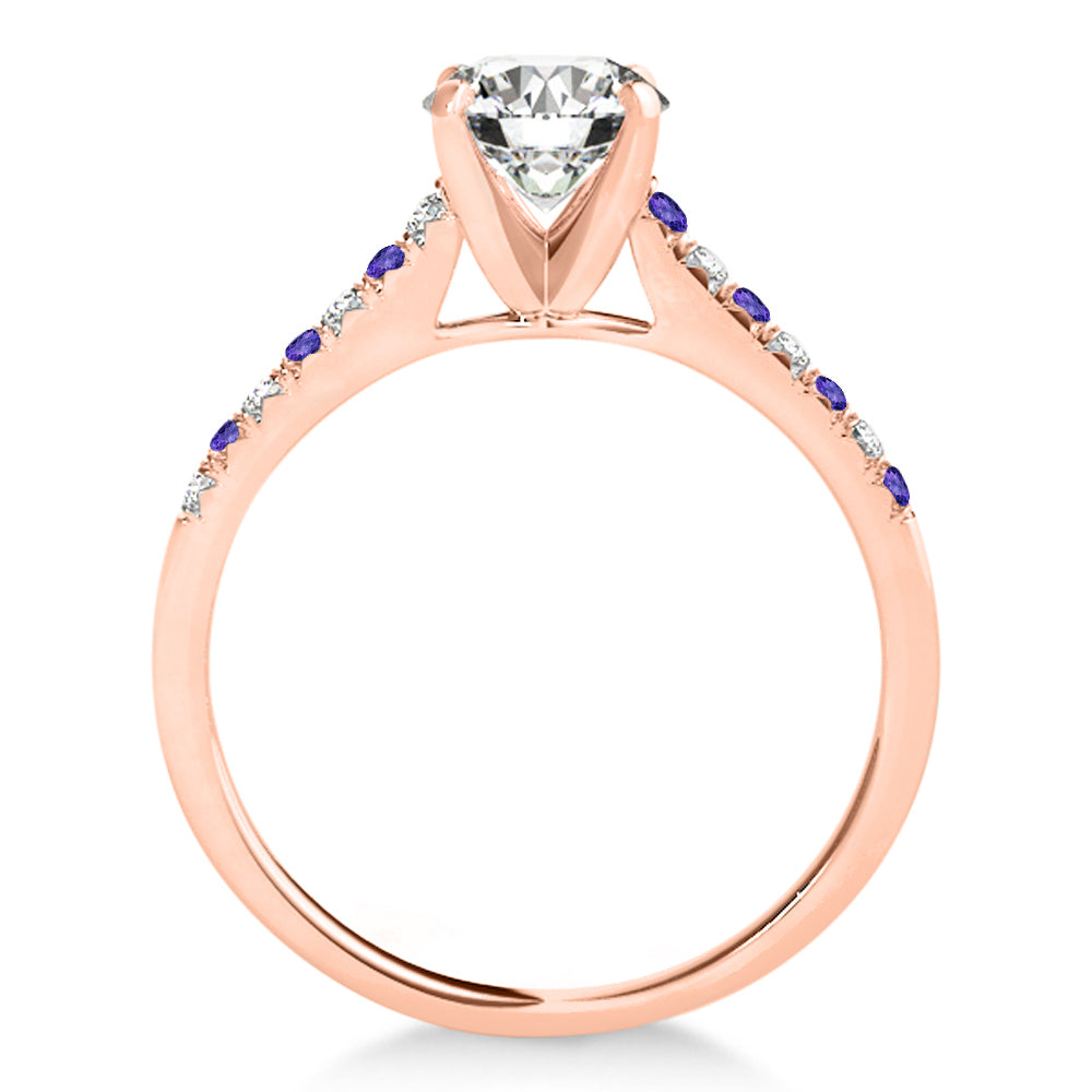 Diamond & Tanzanite Single Row Engagement Ring 18k Rose Gold (0.11ct)