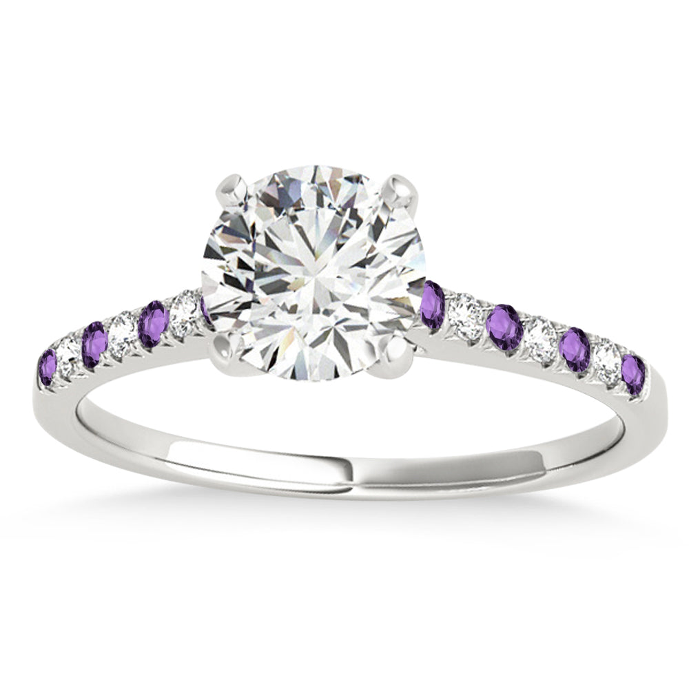 Diamond & Amethyst Single Row Bridal Set 14k White Gold (0.22ct)