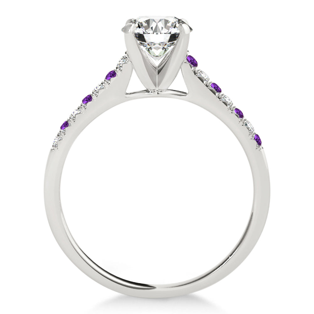 Diamond & Amethyst Single Row Bridal Set 14k White Gold (0.22ct)
