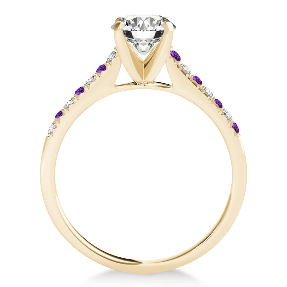 Diamond & Amethyst Single Row Bridal Set 14k Yellow Gold (0.22ct)
