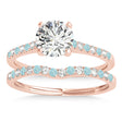 Diamond & Aquamarine Single Row Bridal Set 18k Rose Gold (0.22ct)