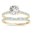 Diamond & Aquamarine Single Row Bridal Set 18k Yellow Gold (0.22ct)