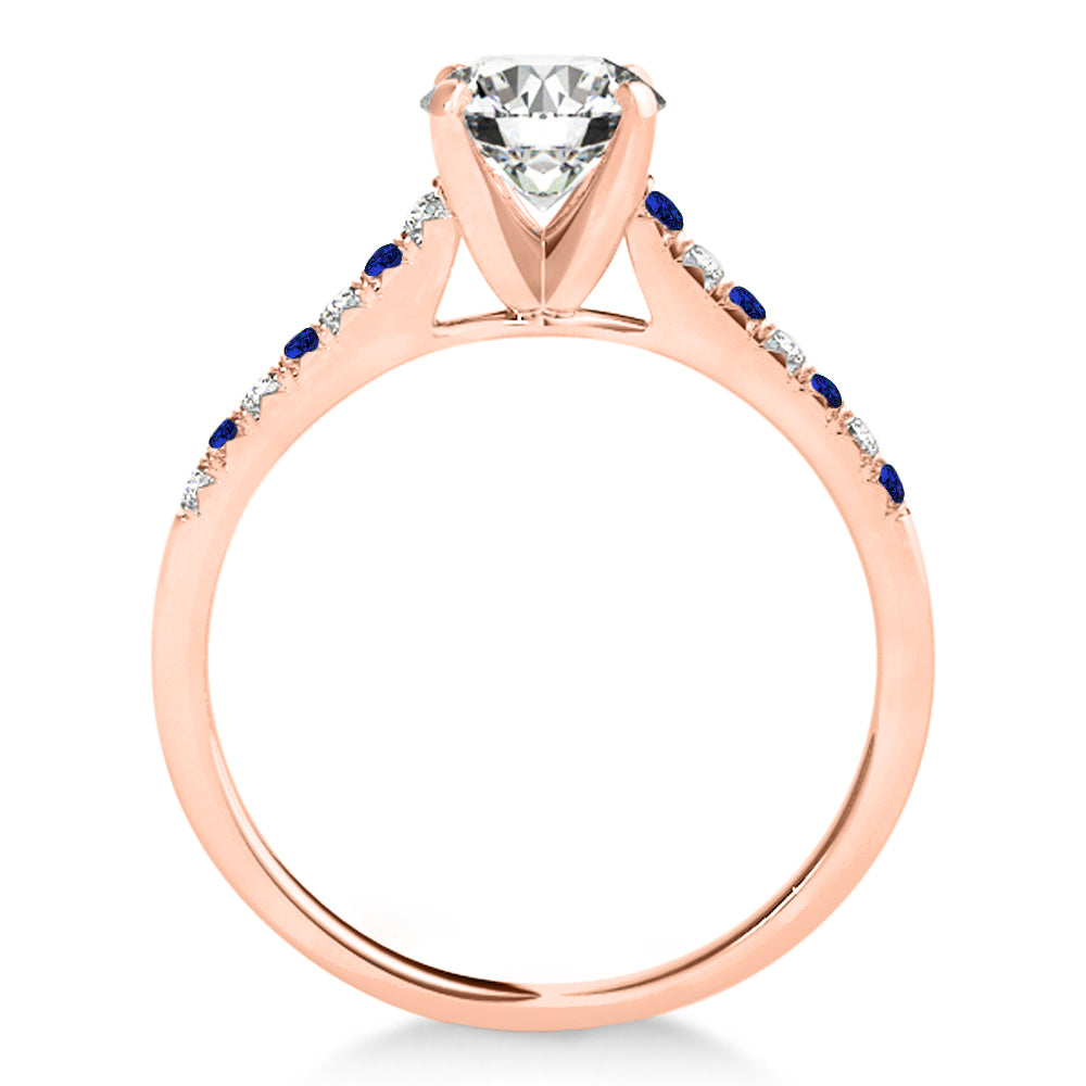 Diamond & Blue Sapphire Single Row Bridal Set 14k Rose Gold (0.22ct)