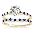 Diamond & Blue Sapphire Single Row Bridal Set 14k Yellow Gold (0.22ct)
