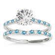Diamond & Blue Topaz Single Row Bridal Set 14k White Gold (0.22ct)