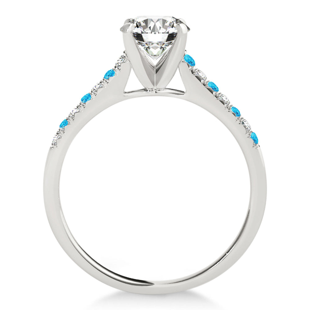 Diamond & Blue Topaz Single Row Bridal Set 14k White Gold (0.22ct)