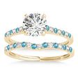 Diamond & Blue Topaz Single Row Bridal Set 14k Yellow Gold (0.22ct)