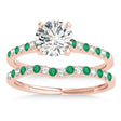 Diamond & Emerald Single Row Bridal Set 14k Rose Gold (0.22ct)