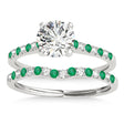 Diamond & Emerald Single Row Bridal Set 18k White Gold (0.22ct)