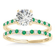 Diamond & Emerald Single Row Bridal Set 18k Yellow Gold (0.22ct)