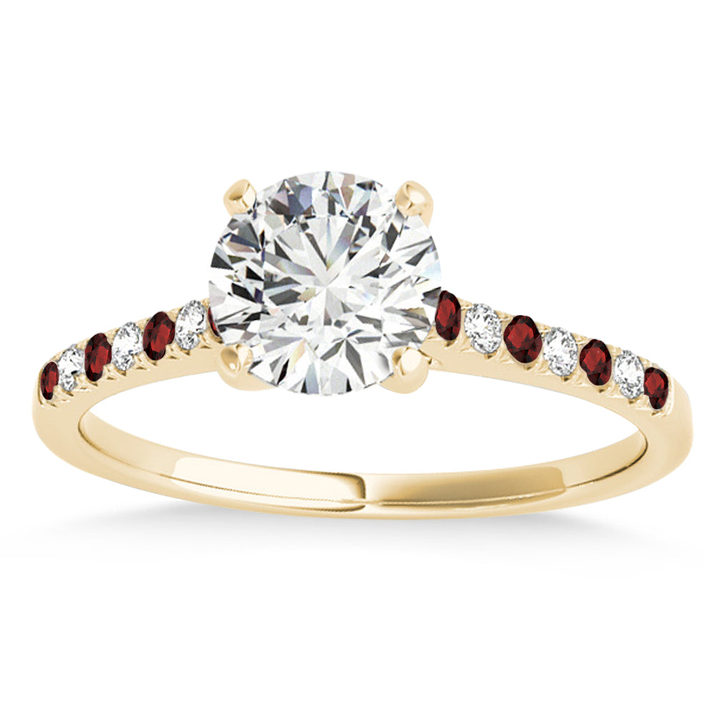 Diamond & Garnet Single Row Bridal Set 14k Yellow Gold (0.22ct)