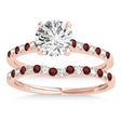 Diamond & Garnet Single Row Bridal Set 18k Rose Gold (0.22ct)