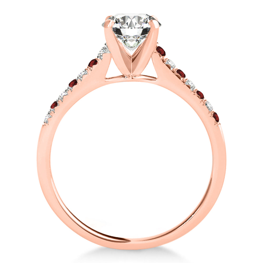 Diamond & Garnet Single Row Bridal Set 18k Rose Gold (0.22ct)