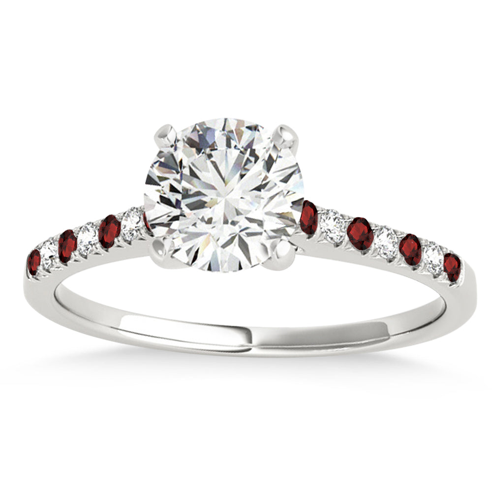 Diamond & Garnet Single Row Bridal Set 18k White Gold (0.22ct)