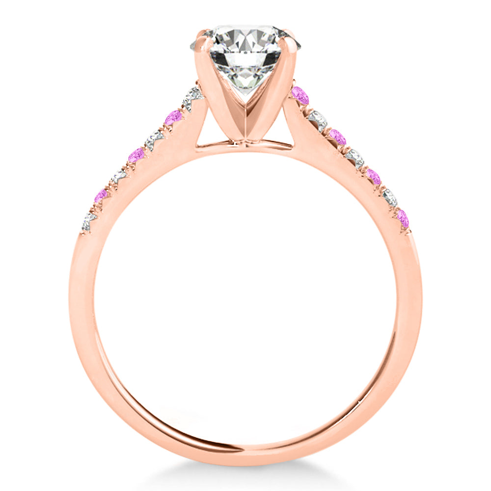Diamond & Pink Sapphire Single Row Bridal Set 14k Rose Gold (0.22ct)