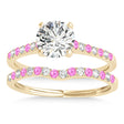 Diamond & Pink Sapphire Single Row Bridal Set 14k Yellow Gold (0.22ct)