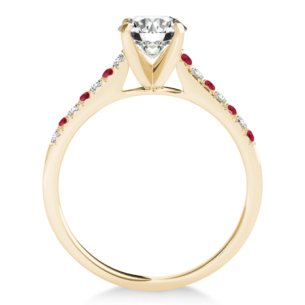 Diamond & Ruby Single Row Bridal Set 14k Yellow Gold (0.22ct)