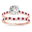Diamond & Ruby Single Row Bridal Set 18k Rose Gold (0.22ct)