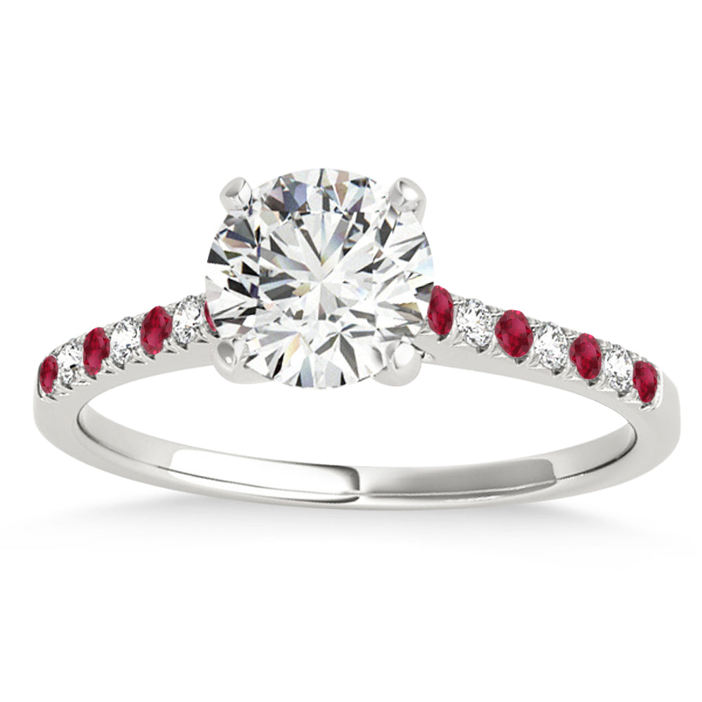 Diamond & Ruby Single Row Bridal Set 18k White Gold (0.22ct)