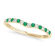 Diamond & Emerald Contoured Wedding Band 18k Yellow Gold (0.11ct)