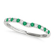 Diamond & Emerald Contoured Wedding Band Palladium (0.11ct)