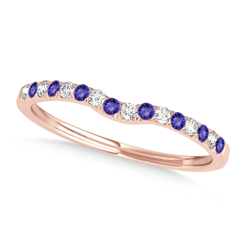 Diamond & Tanzanite Contoured Wedding Band 14k Rose Gold (0.11ct)