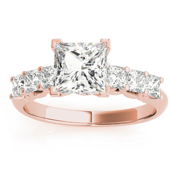 Lab Diamond Princess Cut Engagement Ring 14k Rose Gold (0.60ct)