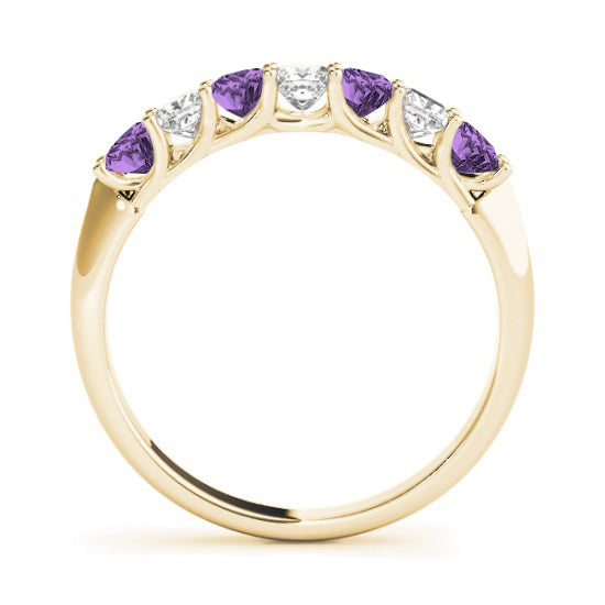 Princess cut Diamond & Amethyst Bridal Set 18k Yellow Gold 1.30ct