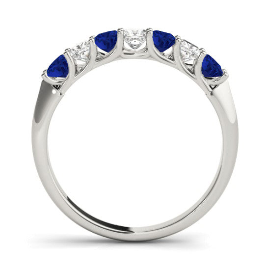Princess cut Diamond & Blue Sapphire Bridal Set 14k White Gold 1.30ct