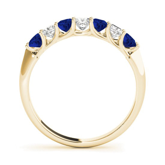 Princess cut Diamond & Blue Sapphire Bridal Set 18k Yellow Gold 1.30ct