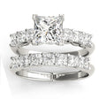Lab Diamond Princess cut Bridal Set Ring 14k White Gold (1.30ct)