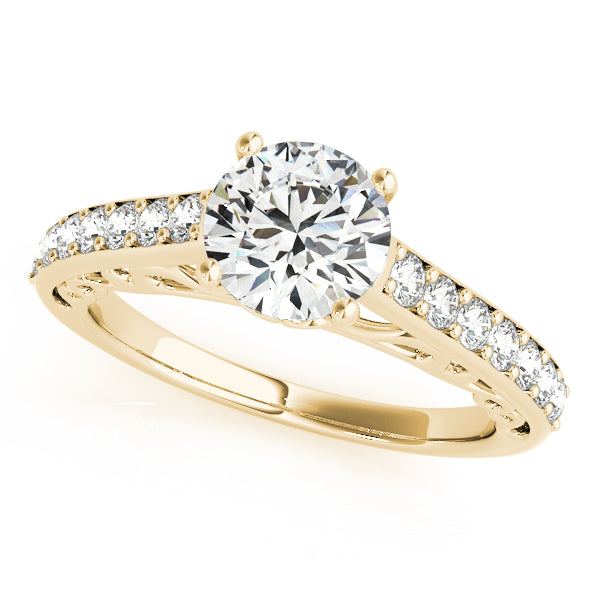 Vintage Style Cathedral Diamond Engagement Ring 14k Yellow Gold 2.33ct