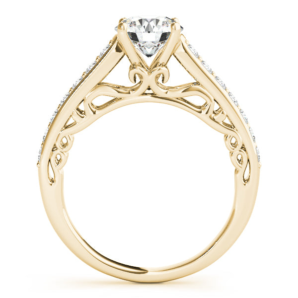 Vintage Style Cathedral Diamond Engagement Ring 14k Yellow Gold 2.33ct