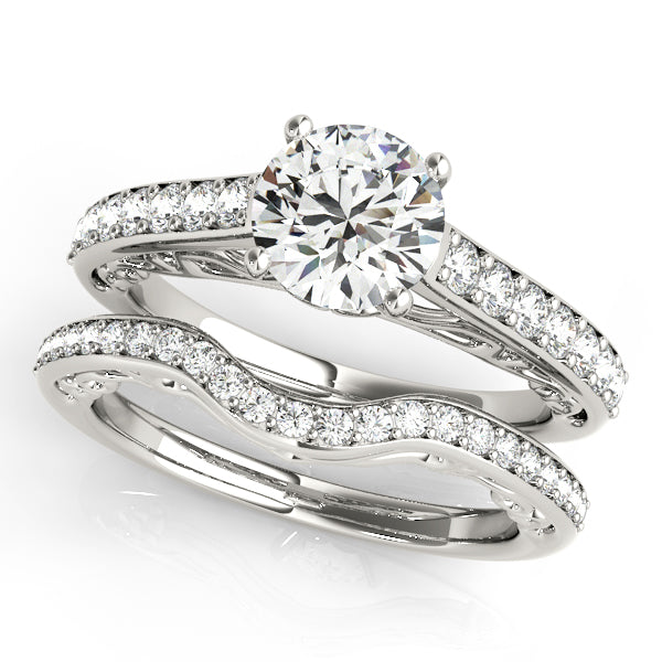 Vintage Style Cathedral Engagement Ring Bridal Set Platinum (2.50ct)