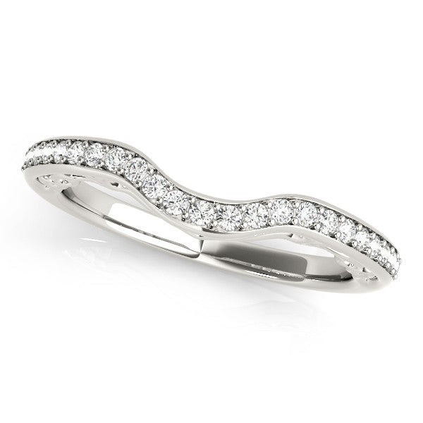 Contoured Diamond Wedding Band in 14k White Gold (0.17ct)