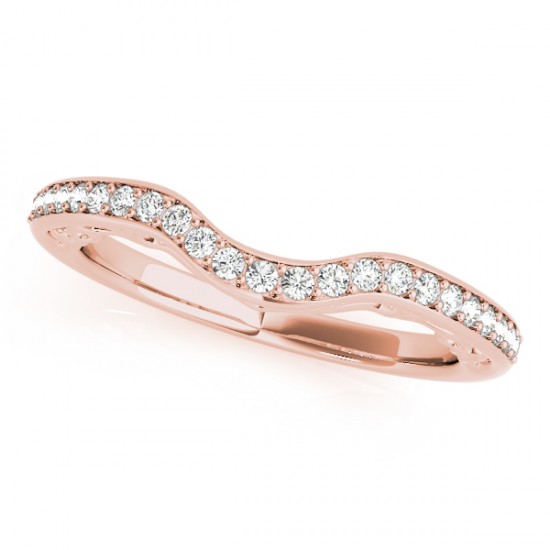 Contoured Diamond Wedding Band in 18k Rose Gold (0.17ct)