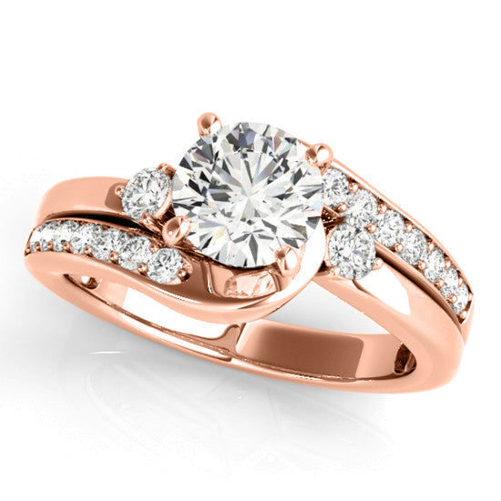 Swirl Design Diamond Engagement Ring Setting 14k Rose Gold 0.38ct
