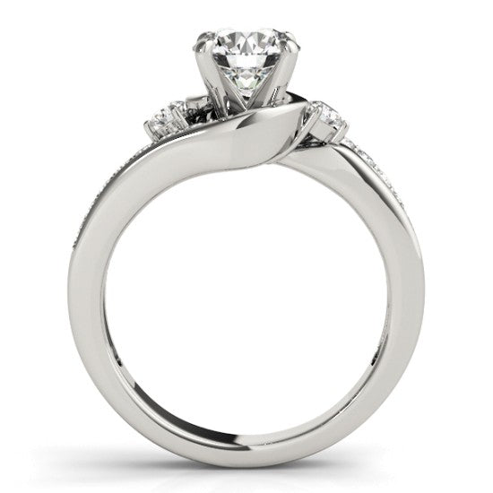 Swirl Design Diamond Engagement Ring Setting 18k White Gold 0.38ct