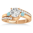 Swirl Design Aquamarine & Diamond Engagement Ring Setting 14k Rose Gold 0.38ct