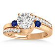 Swirl Design Blue Sapphire & Diamond Engagement Ring Setting 14k Rose Gold 0.38ct