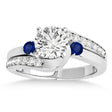 Swirl Design Blue Sapphire & Diamond Engagement Ring Setting Palladium 0.38ct