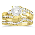 Diamond Swirl Engagement Ring & Band Bridal Set 14k Yellow Gold 0.58ct