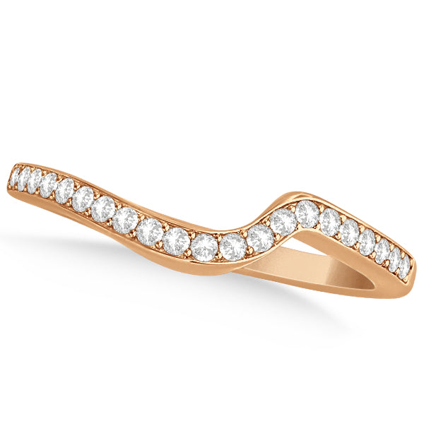 Diamond Swirl Engagement Ring & Band Bridal Set 18k Rose Gold 0.58ct