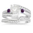 Lab Alexandrite & Diamond Swirl Engagement Ring & Band Bridal Set Platinum 0.58ct
