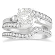 Diamond Swirl Engagement Ring & Band Bridal Set Palladium 0.58ct