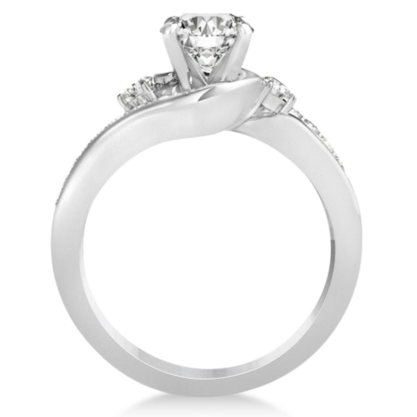 Diamond Swirl Engagement Ring & Band Bridal Set Platinum 0.58ct