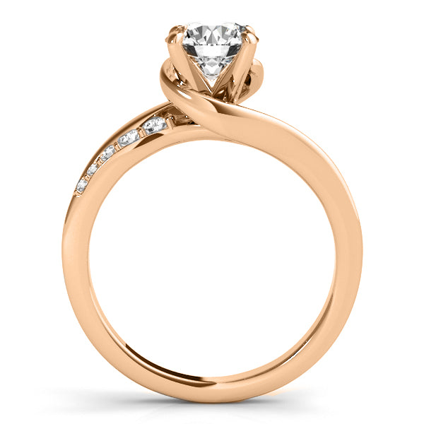 Diamond Engagement Ring Setting Swirl Design in 14k Rose Gold 0.25ct