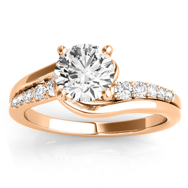 Diamond Swirl Engagement Ring & Band Bridal Set 18k Rose Gold 0.5oct
